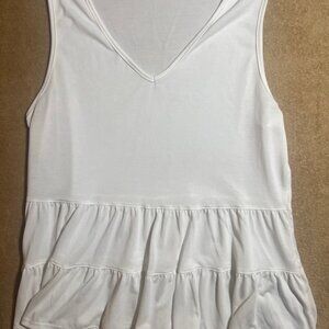 Green Envelope Los Angeles Women Large White Tank Ruffled Bell Bottom Blouse